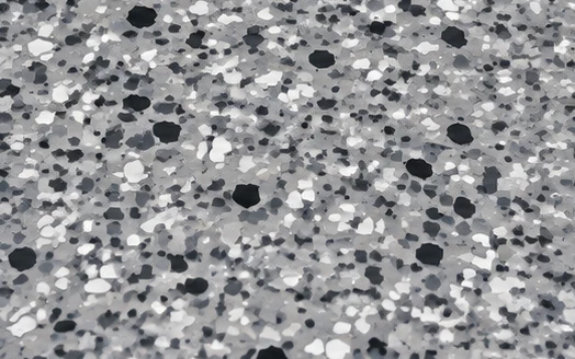 Garage floor with a full multicolor flake finish